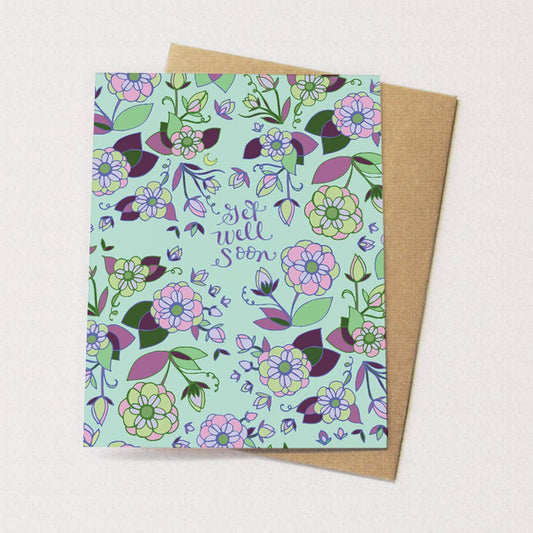 Cynla - Get Well Card - soothing flowers get well soon greeting card