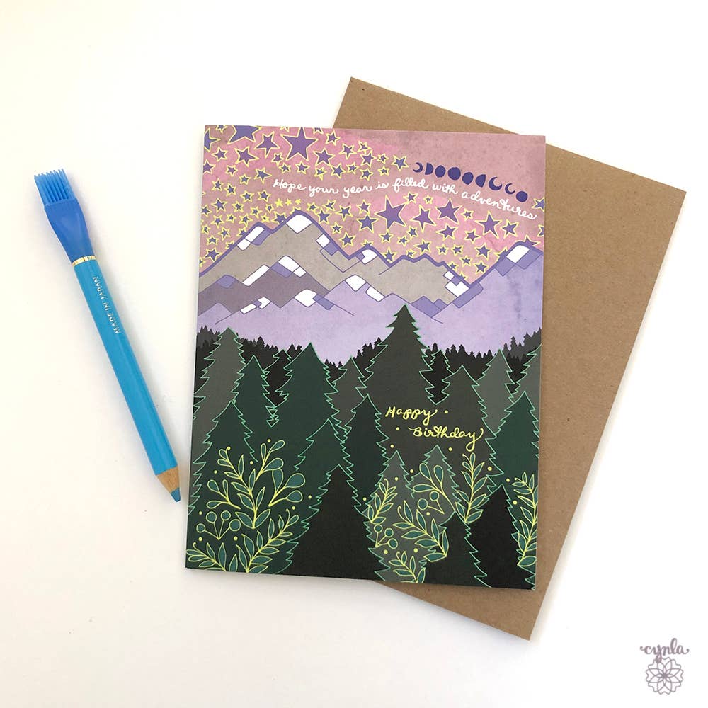 Cynla - Mountain Birthday Greeting Card -birthday card adventure