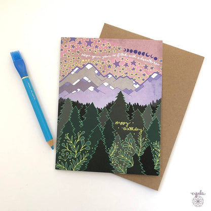 Cynla - Mountain Birthday Greeting Card -birthday card adventure