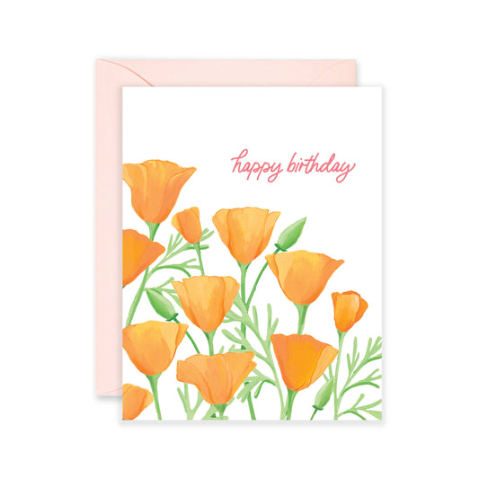 Isabella MG - Poppy Birthday -Happy Birthday Floral Greeting Card | Summer