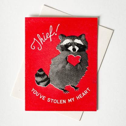 Bromstad Printing Co. - Thief! Raccoon- Risograph Card
