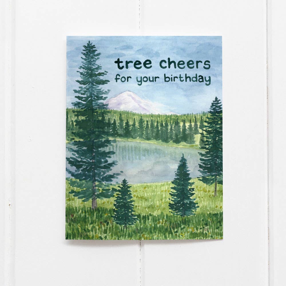 Yardia - Tree Cheers Birthday Card - Punny Watercolor Greeting Card