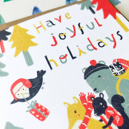 Honeyberry Studios - Joyful Woodland Animals Holiday Greeting Card