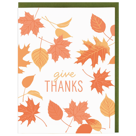 Smudge Ink - Falling Leaves Thanksgiving Card: Single Card