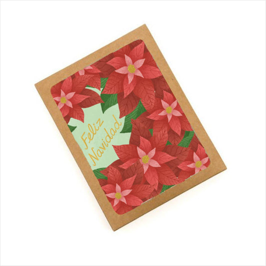 Courtney Beyer Design - Feliz Navidad Poinsettias Christmas Card | Boxed Set of 8