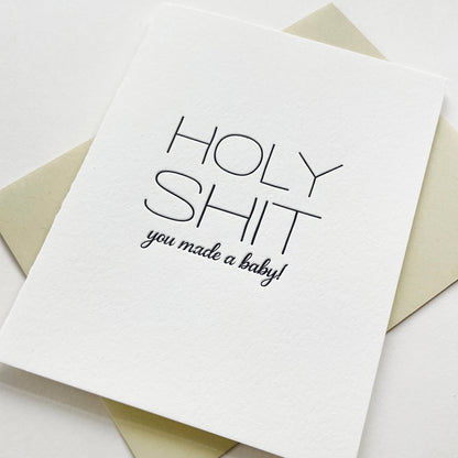 Steel Petal Press - Holy Shit Baby - Letterpress Baby Congratulations Card