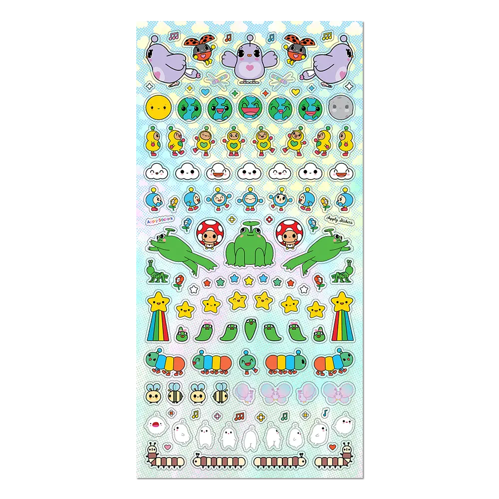 Apply Stickers - Happy World Mini Stickers — Sticker Sheet (stationery)