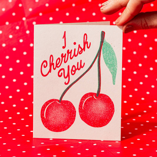 Bromstad Printing Co. - I Cherrish You - Risograph Greeting Card