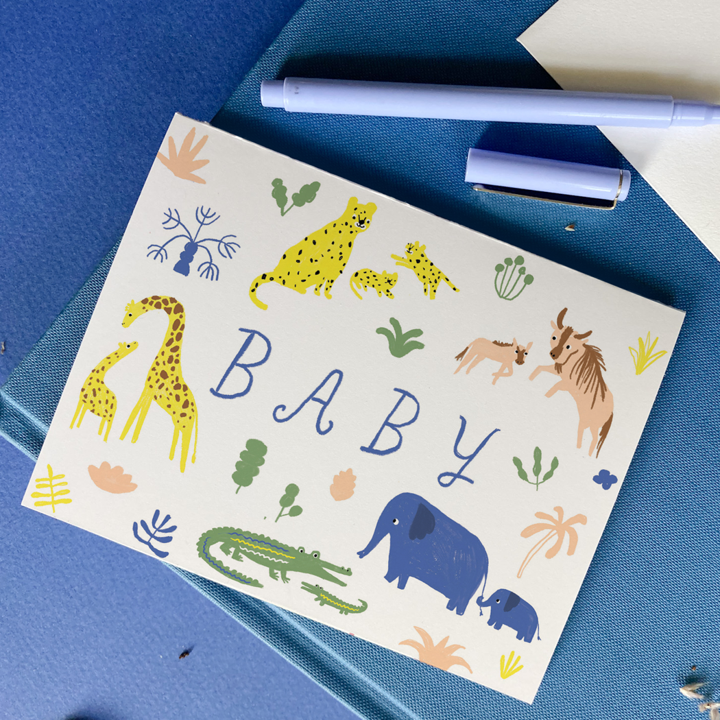 Karen Schipper - Baby Safari Card – Sweet Gender Neutral Welcome Baby Card