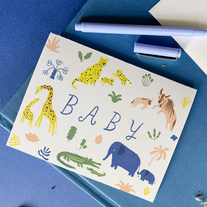 Karen Schipper - Baby Safari Card – Sweet Gender Neutral Welcome Baby Card