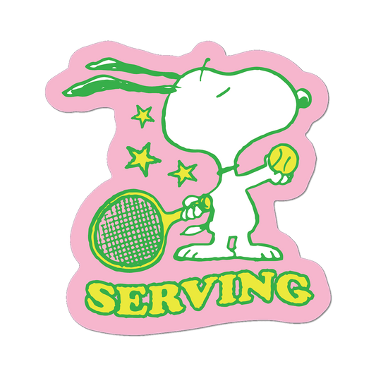 Apply Stickers - Serving by Snoopy (Tennis) - Die-Cut Sticker (Back to School)