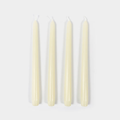 54 Celsius - Taper Candles (4 Pack) - 10" Tall, 8 Hr Burn, Cream