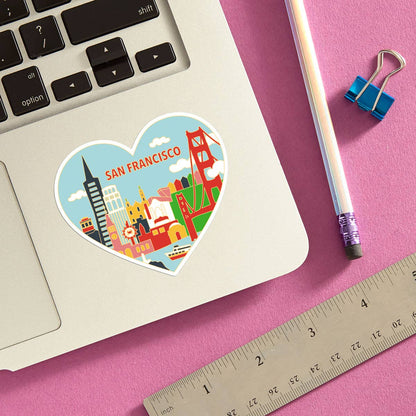 THE FOUND - San Francisco Skyline Heart Die Cut Sticker