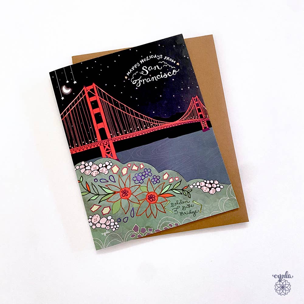 Cynla -  San Francisco Floral Holiday Card - City greetings