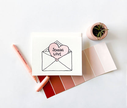 Steel Petal Press - Sending Love Envelope - Letterpress Love and Friendship Valentine Card