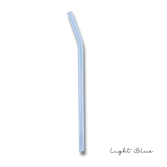 Oak Shore Collective LLC - 8" Tinted Bent Glass Straw: Light blue