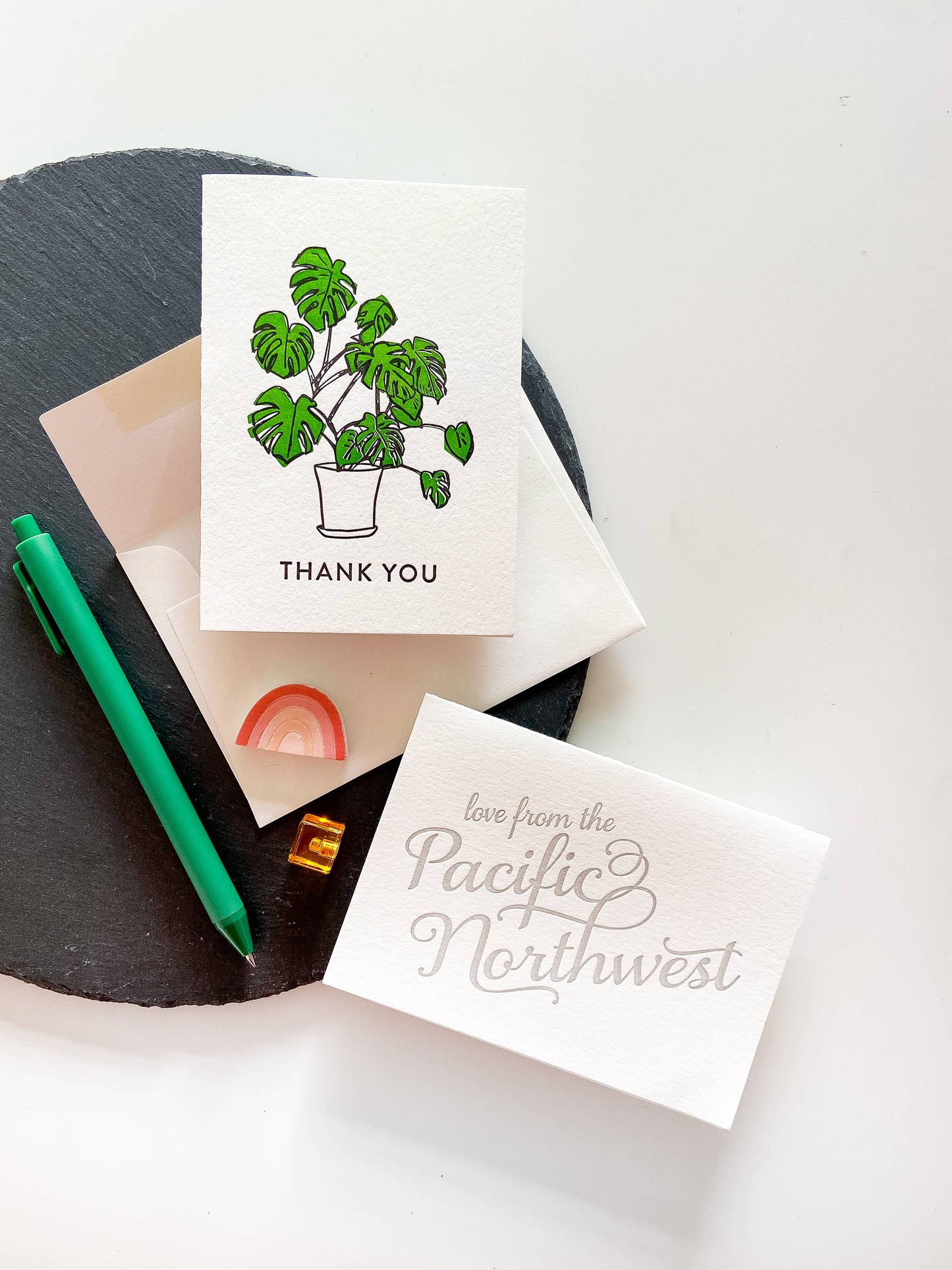 Steel Petal Press - Monstera Thanks - Letterpress Thank You Greeting Card: Single card