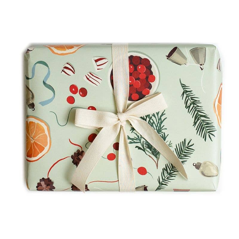 Amy Heitman - Holiday Trimmings Gift Wrap - Roll : Roll of 3 Sheets