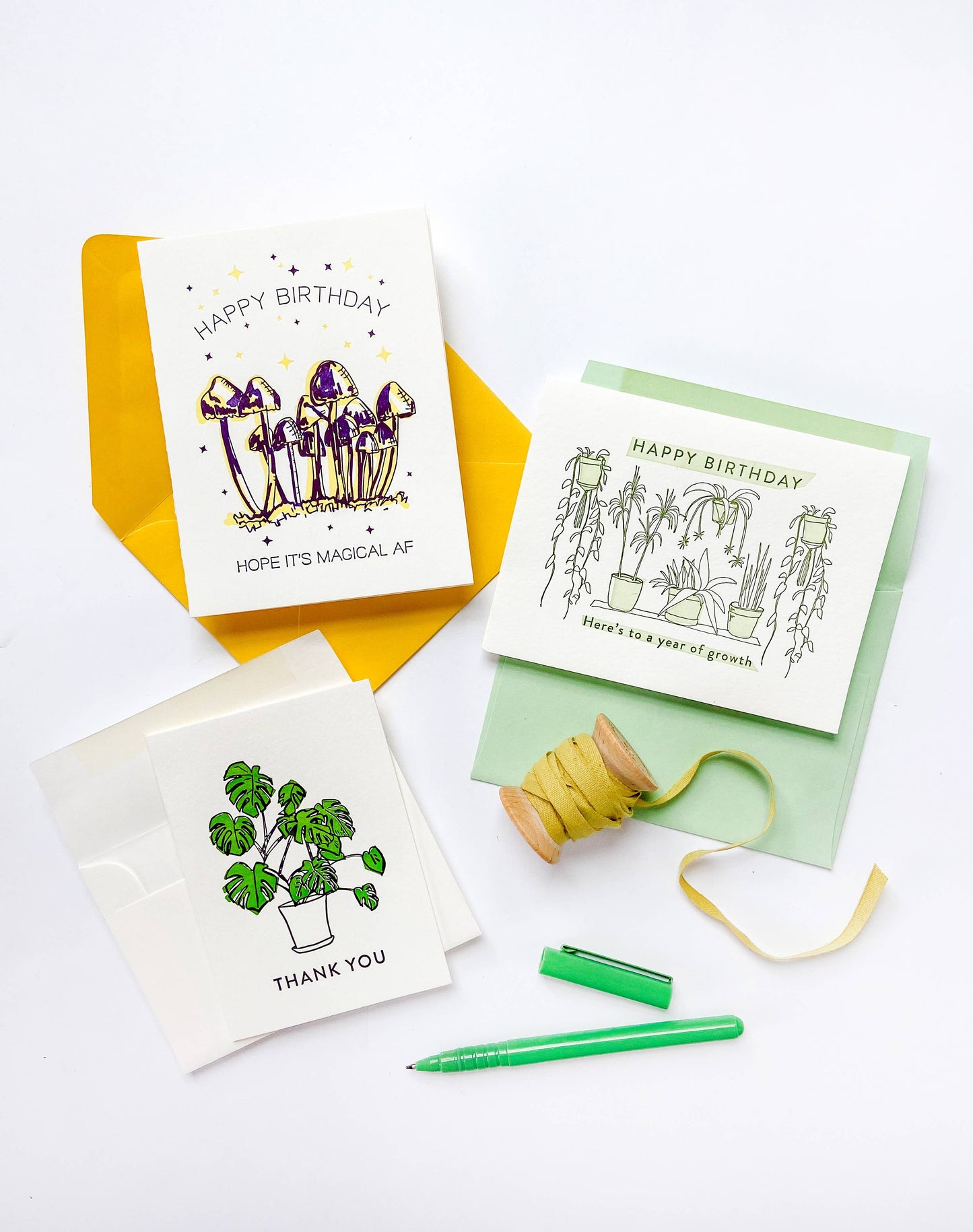 Steel Petal Press - Monstera Thanks - Letterpress Thank You Greeting Card: Single card