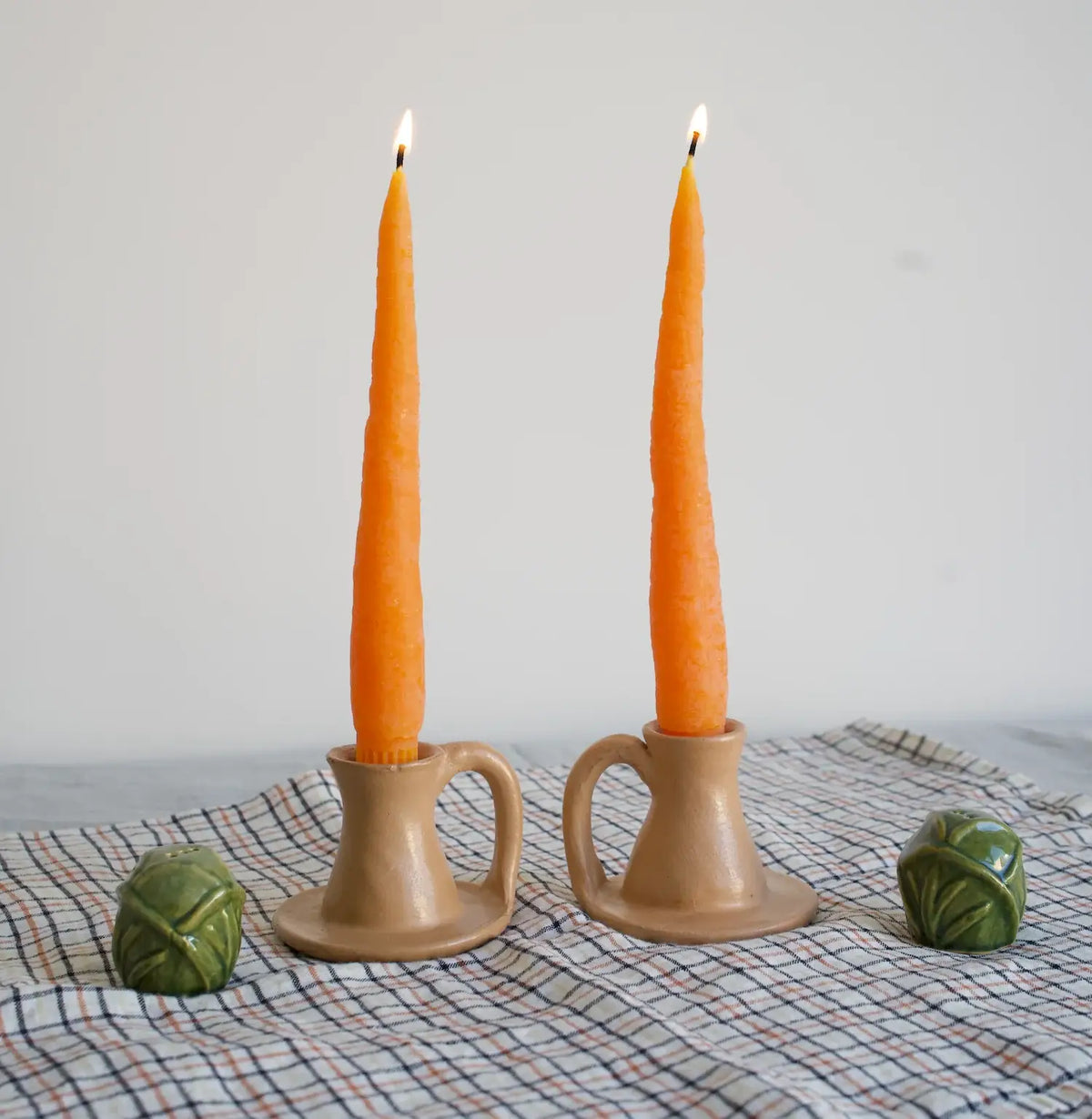Happy Organics - Carrot Beeswax Candles Taper Pair - 8inches tall: Box