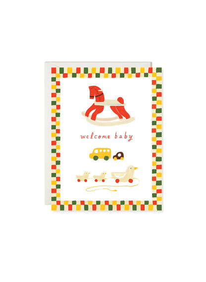 Karen Schipper - Wooden Toy Baby Card – Sweet Welcome Baby Card