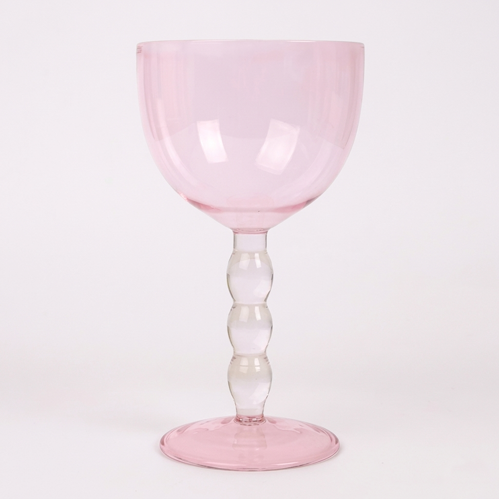 Casa Amarosa - Pink Bubble Stem Cocktail Glass | Handcrafted Glass