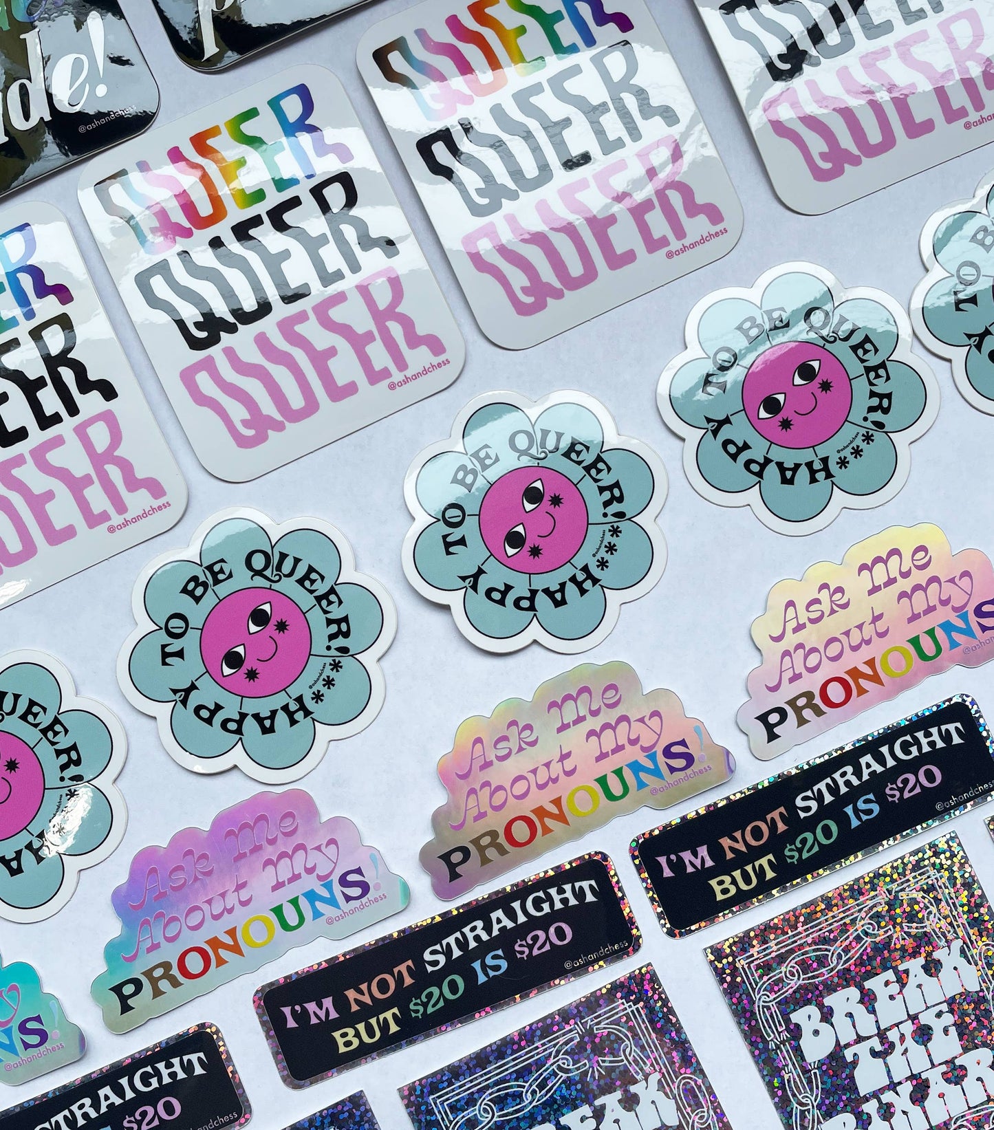 Ash + Chess - Sticker - Happy To Be Queer