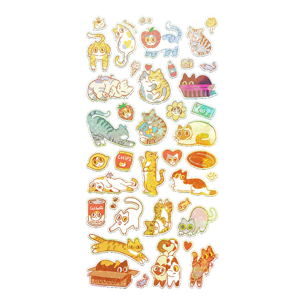 Apply Stickers - Bodega Kitties Sheet — Mini-Sticker Stationery Sheet
