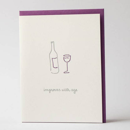 Albertine Press - Improves With Age - Wine Greeting Card