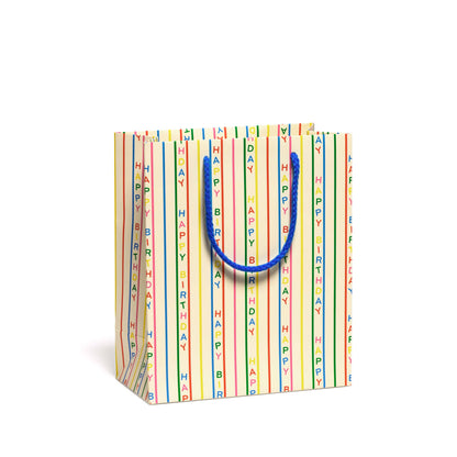 Red Cap Cards - Birthday Stripes gift bags: Medium