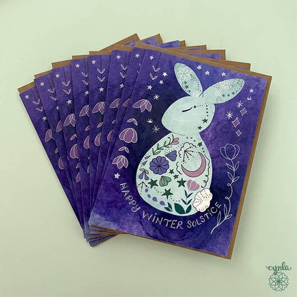 Cynla - Winter Solstice Bunny Card dream celestial rabbit holiday
