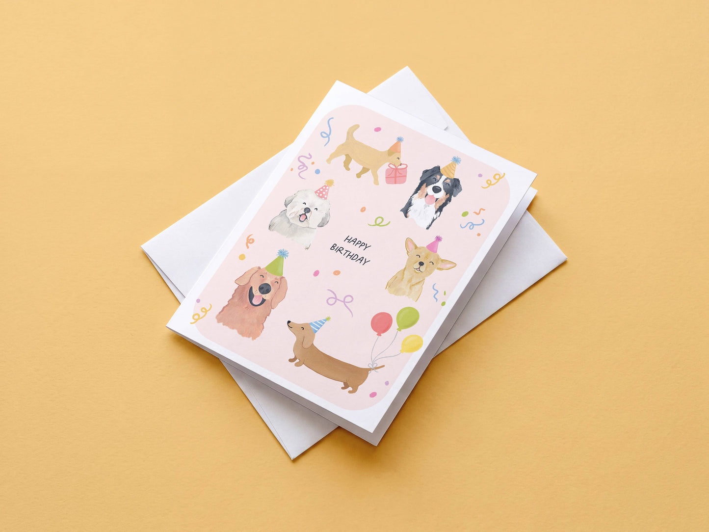 Isabella MG - Party Pups | Cute Dog Birthday Greeting Card 