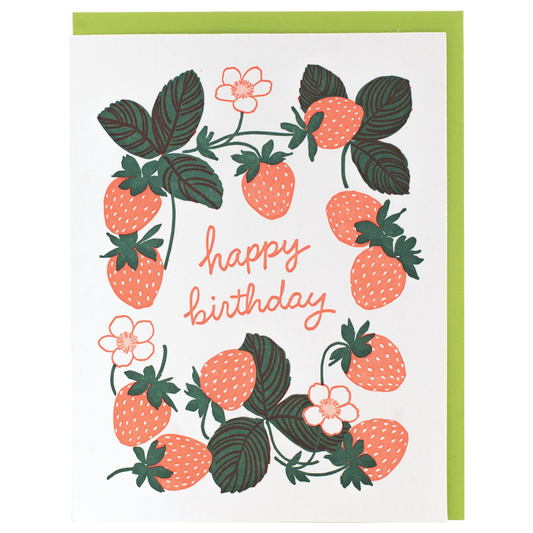 Smudge Ink - Ripe Strawberries Birthday Card