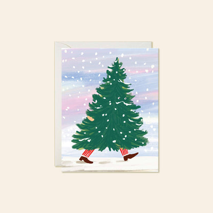 Karen Schipper - Walking Christmas Tree - Funny Holiday Christmas Card