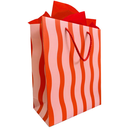 The Social Type - Tangy Red Fussy Stripe Gift Bag