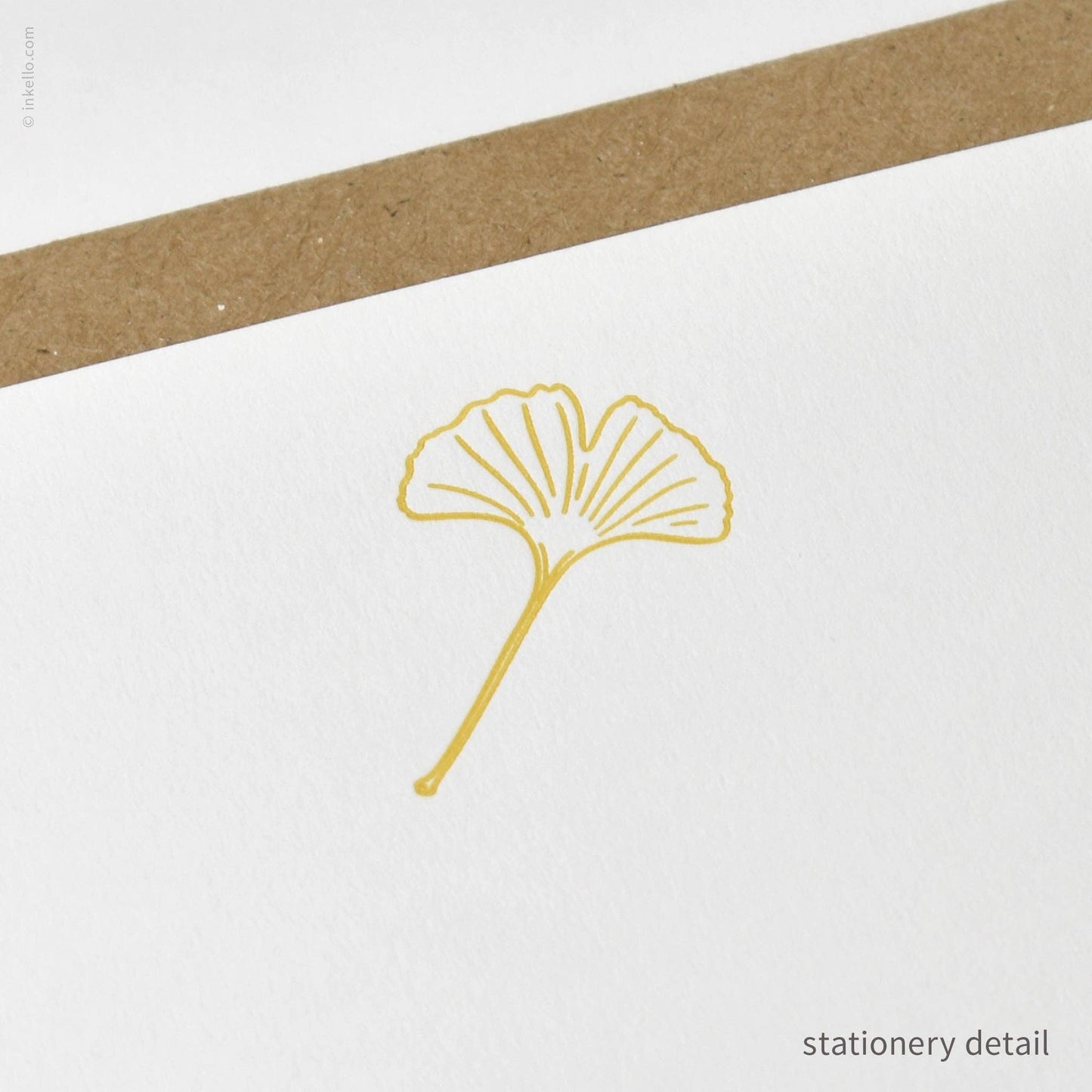Inkello Letterpress - Stationery Set with Gingko Leaf (#472)