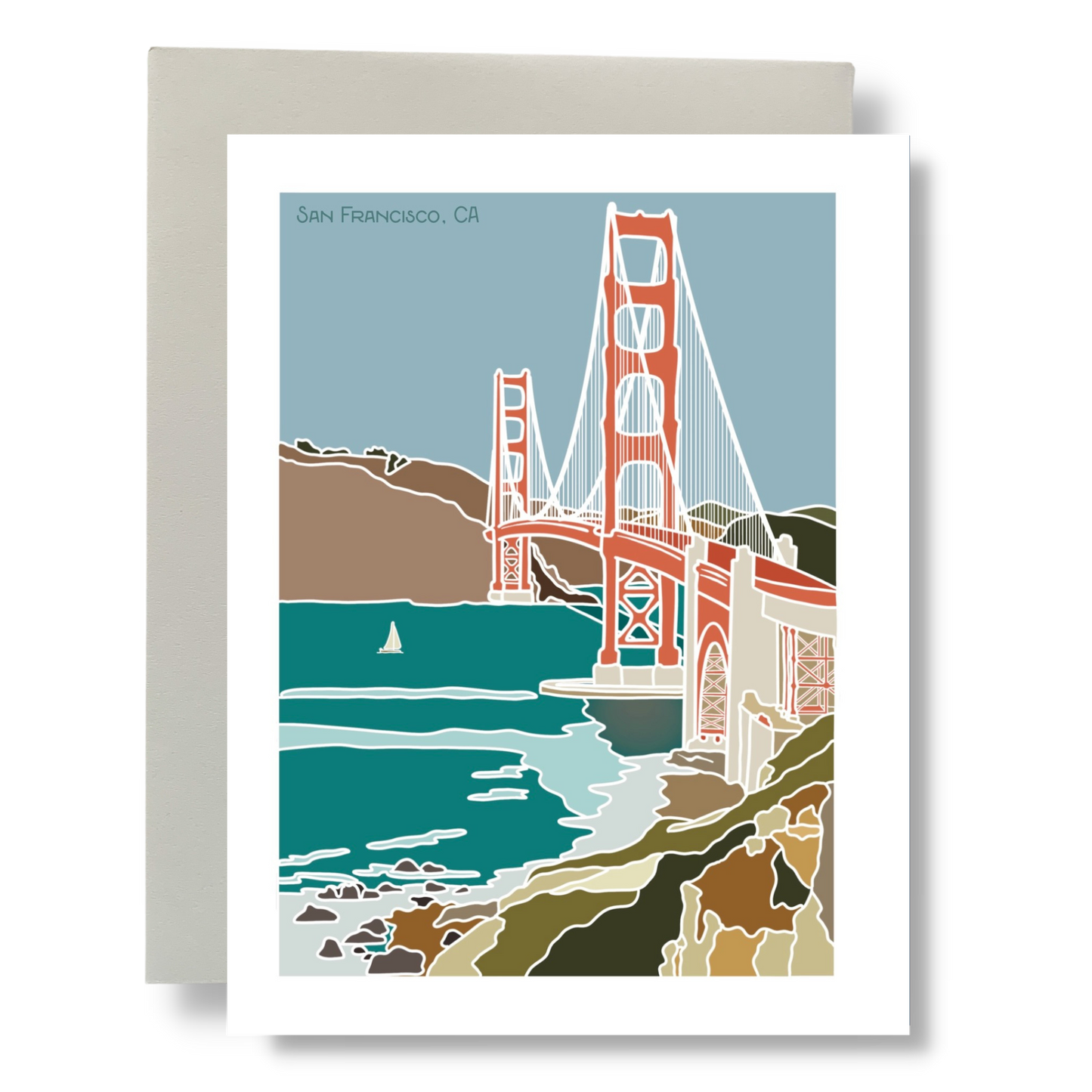 Bean Horse Car - San Francisco - Golden Gate Bridge Greeting Card