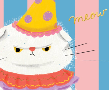 Carolyn Suzuki - CLOWNY CAT - Birthday Card