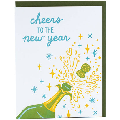 Smudge Ink - Champagne Pop New Year Card: Single Card