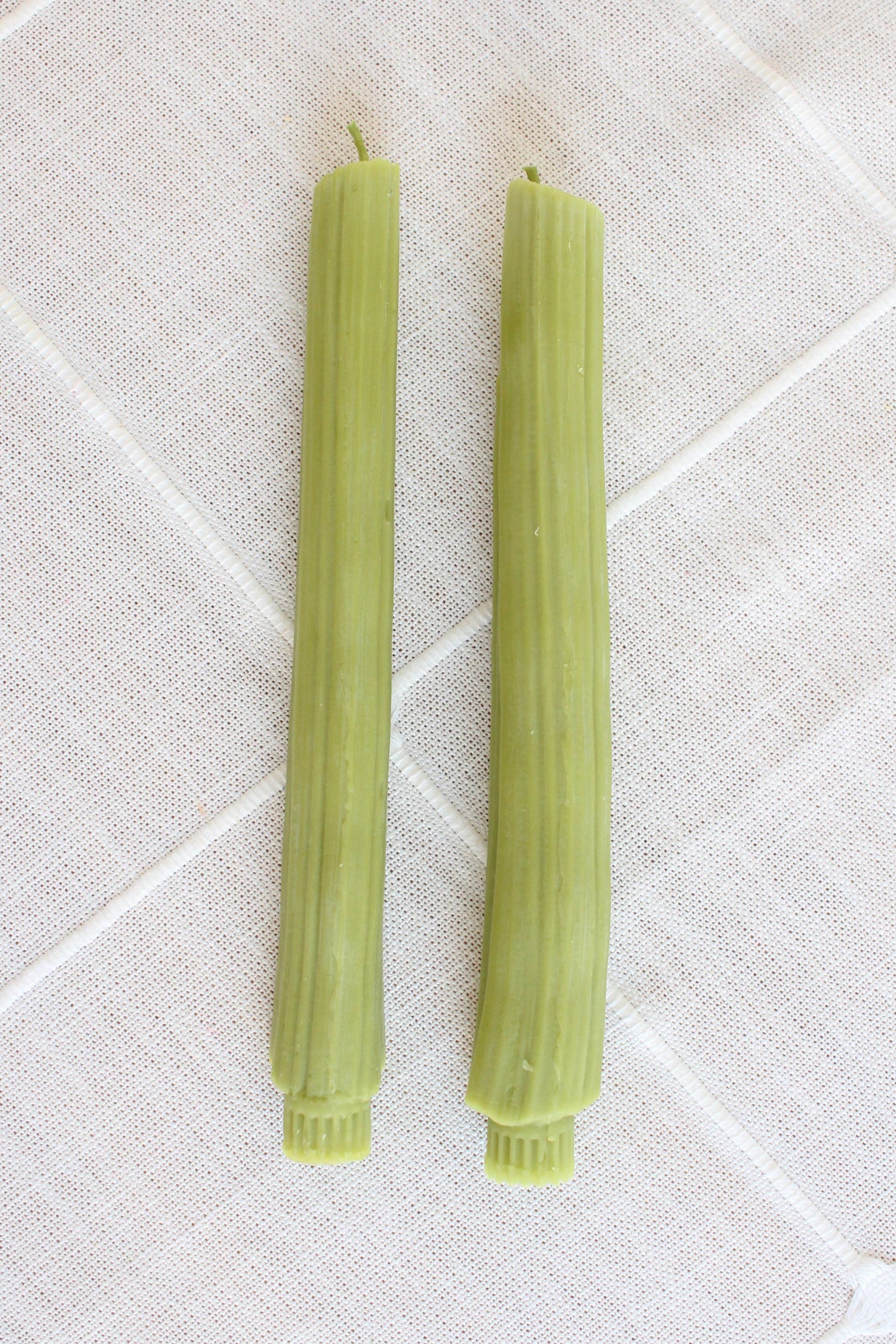 Happy Organics - Celery Beeswax Candles Taper Pair