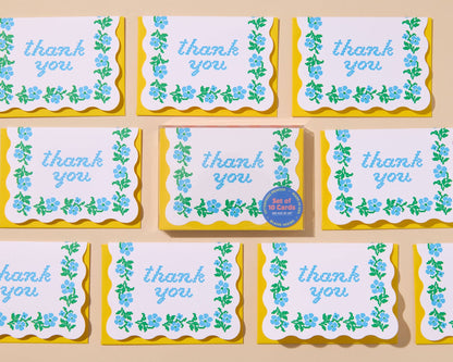 And Here We Are - Letterpress Thank You Notecards—Floral Crossstitch