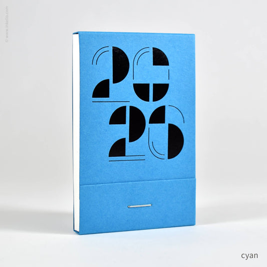 Inkello Letterpress - 2026 Matchbook Calendar™ (#107): Cyan