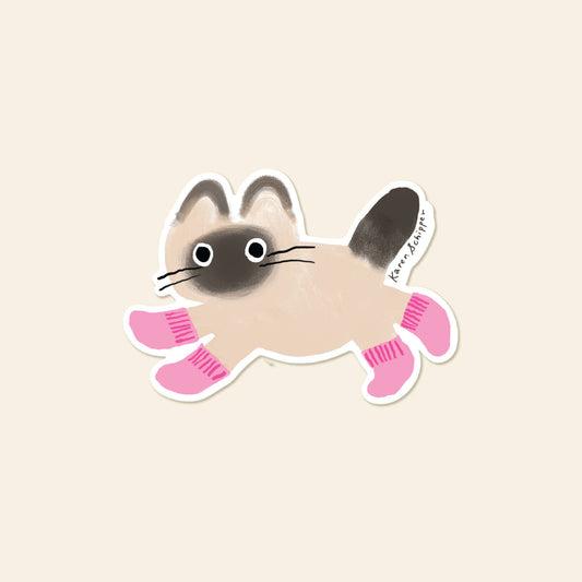Karen Schipper - Cat Socks Sticker - Cute Cat Lover Sticker
