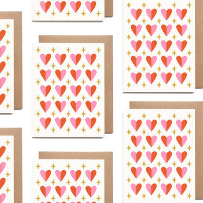 Worthwhile Paper - Sparkly Heart Pattern Valentine Card