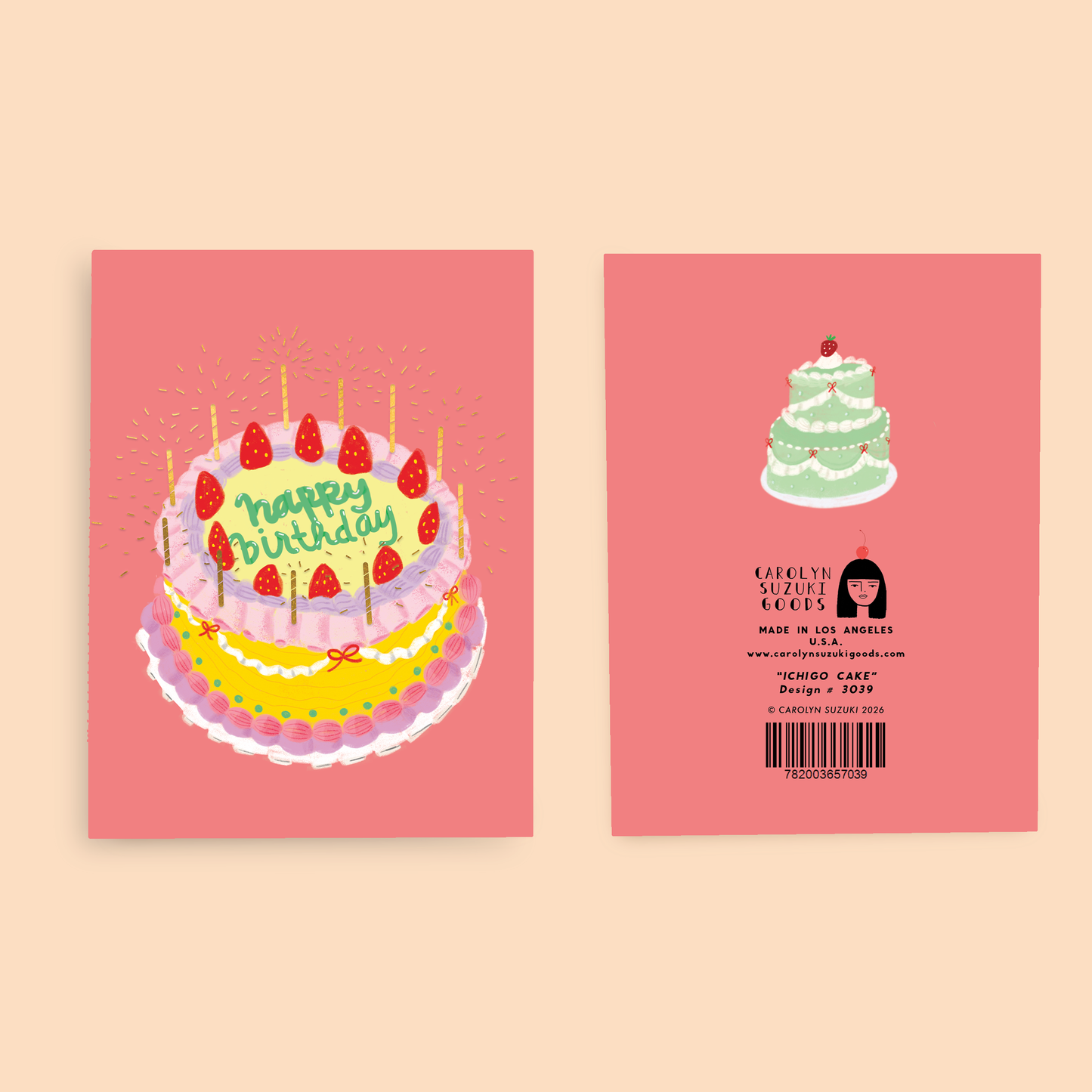 Carolyn Suzuki - ICHIGO CAKE - Birthday Card