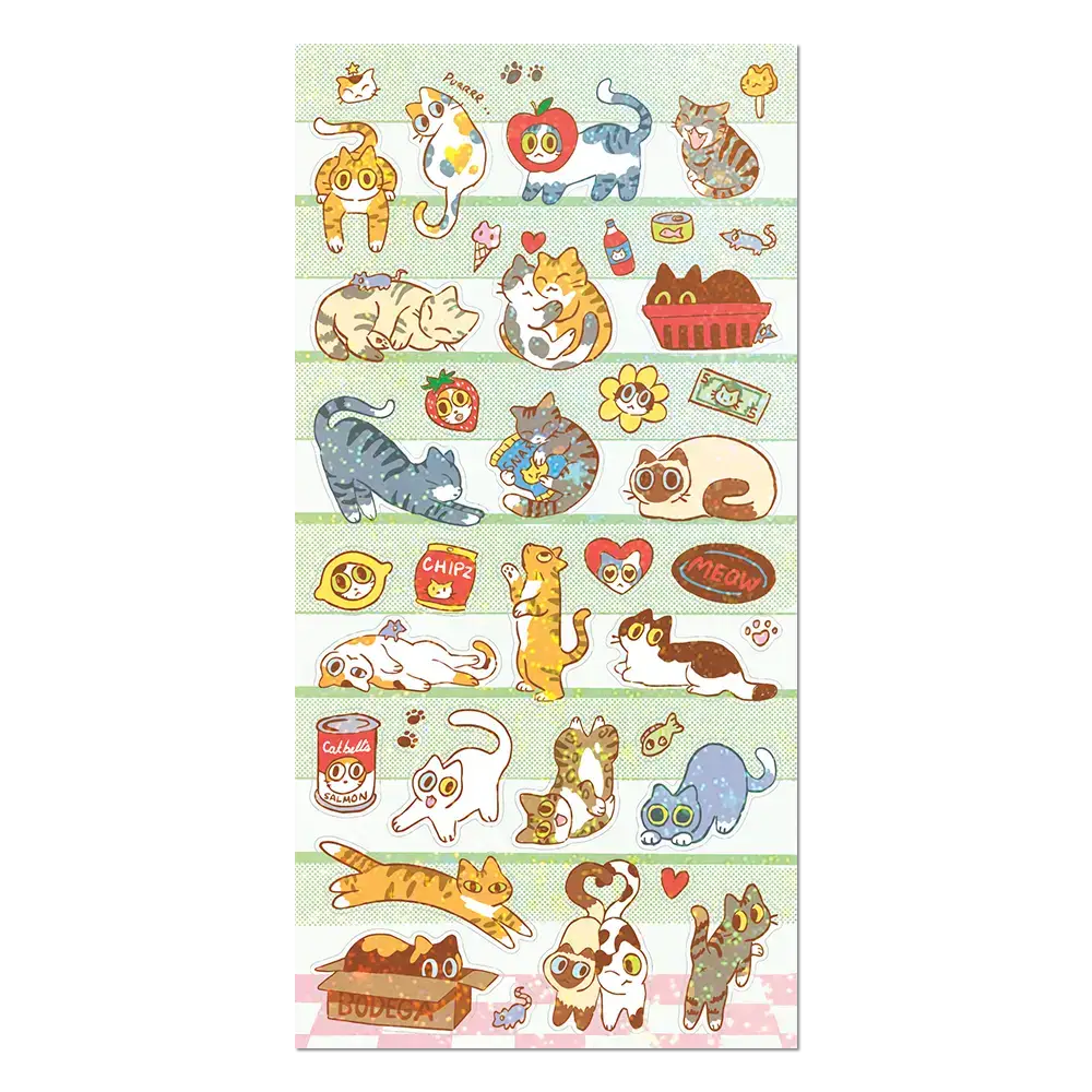 Apply Stickers - Bodega Kitties Sheet — Mini-Sticker Stationery Sheet