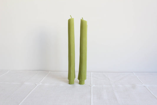 Happy Organics - Celery Beeswax Candles Taper Pair