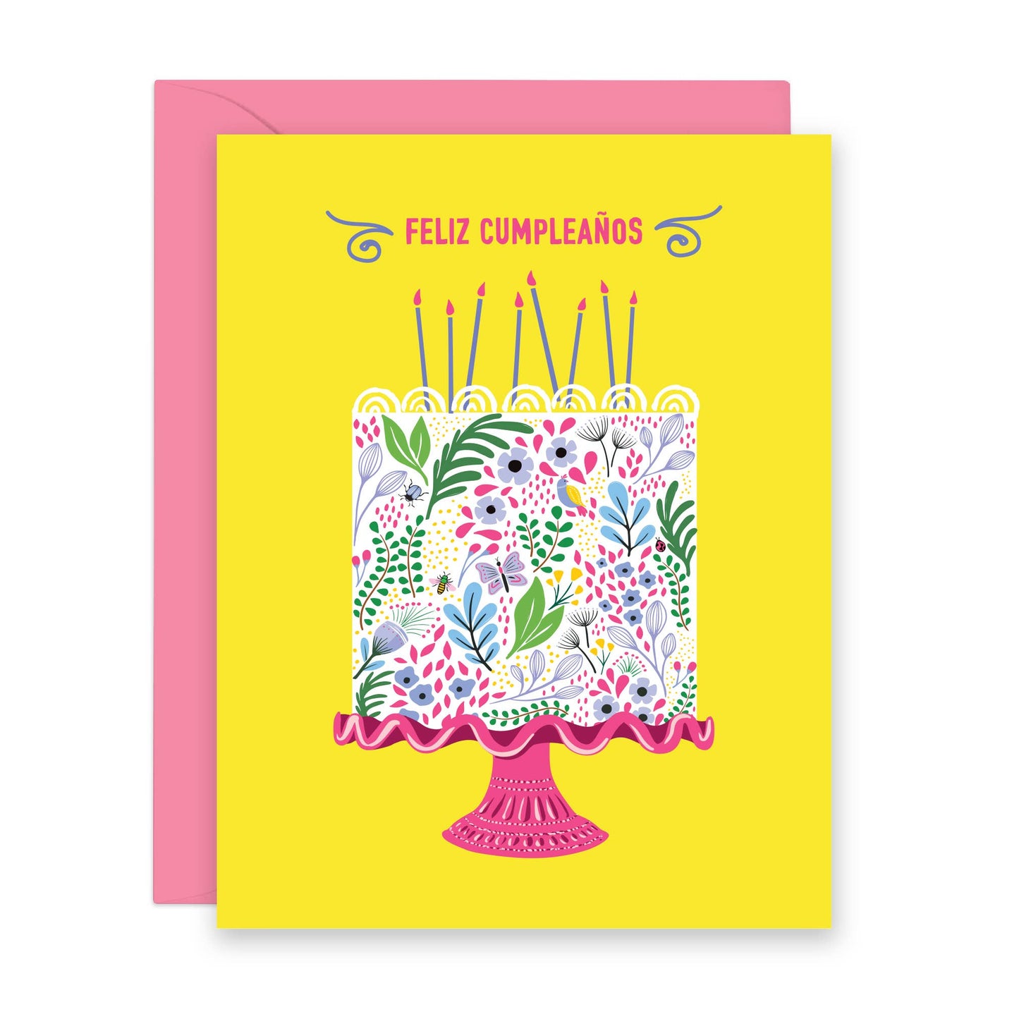 Lucy Loves Paper - Flower Cake Cumpleaños Card | Card in Spanish (A2)