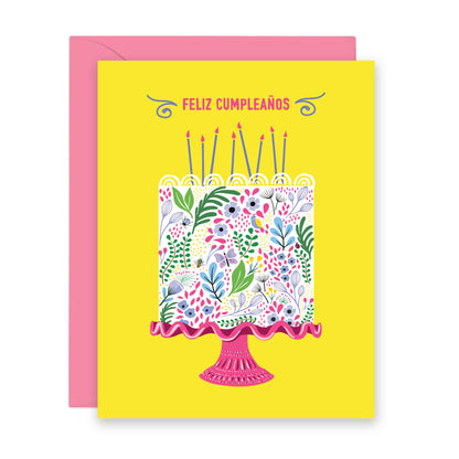 Lucy Loves Paper - Flower Cake Cumpleaños Card | Card in Spanish (A2)