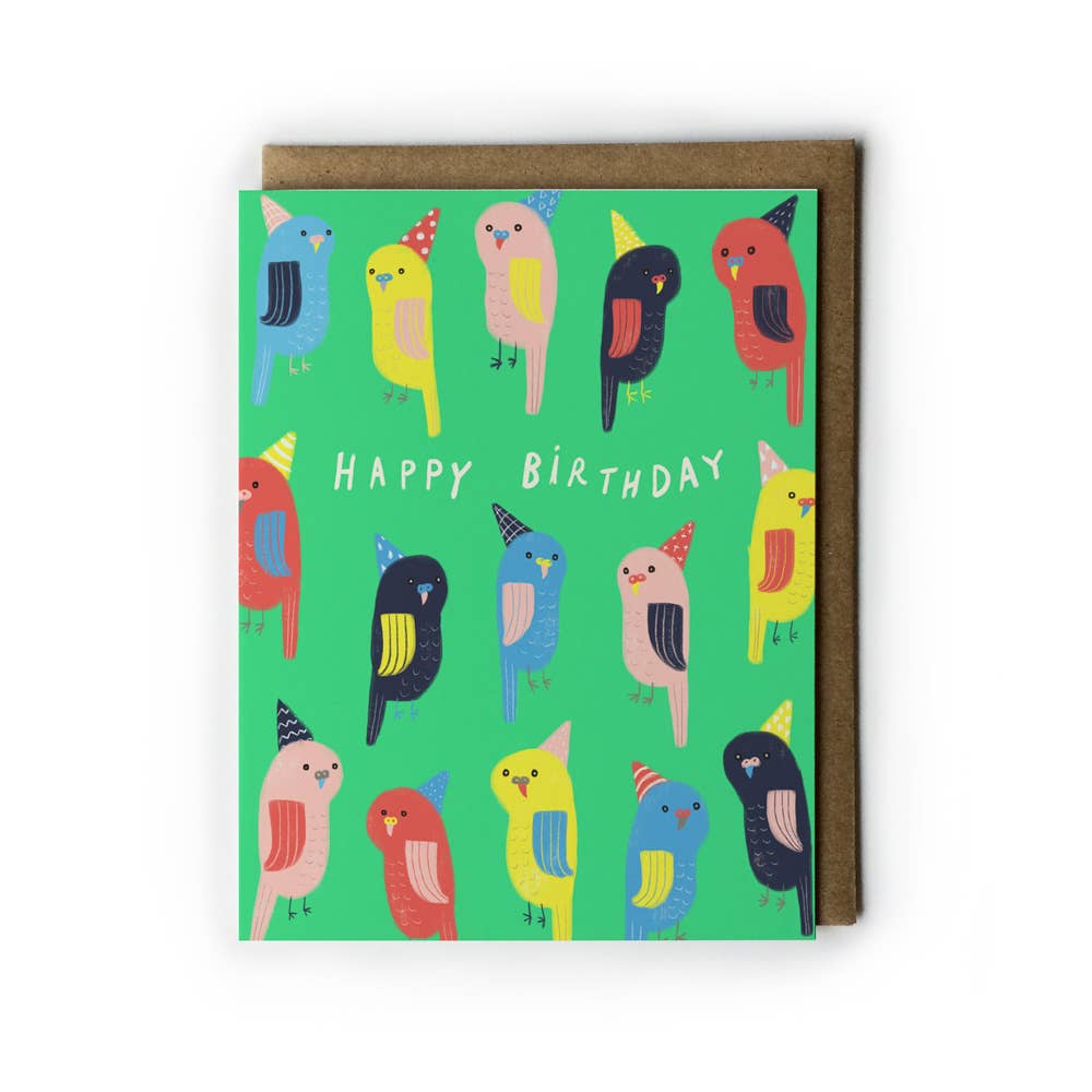 Honeyberry Studios - Budgie Parakeet Birthday Greeting Card